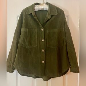 Sunny Studio Paris Olive Green Corduroy Shacket